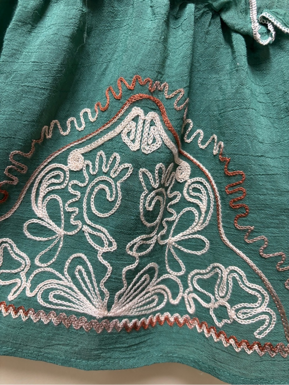 Figueroa & Flower Green Floral Embroidered Boho Tiered Midi Dress - Medium - Picture 3 of 9